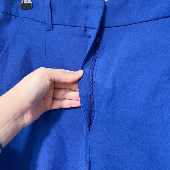 NEW DOROTHEE SCHUMACHER High Waist Linen Resort Trousers Cobalt Blue Sz L - Picture 5 of 6